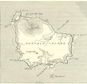 Seller image for Norfolk Island in the Pacific Ocean between Australia, New Zealand, and New Caledonia,1800s Antique Map for sale by Artisans-lane Maps & Prints
