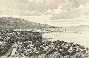 View of Amboyna in the Maluku Islands (Moluccas) of Indonesia, 1800s Antique print