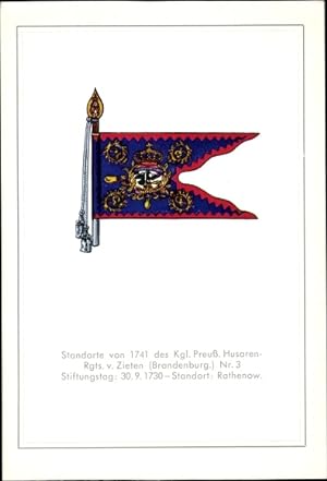 Bild des Verkufers fr Ansichtskarte / Postkarte Standarte Kgl. Preuisches Husaren Regiment von Zieten, Brandenburgisches Nr. 3, 1741 zum Verkauf von akpool GmbH