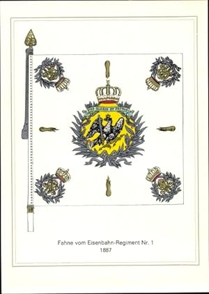 Ansichtskarte / Postkarte Fahne Eisenbahn Regiment Nr. 1, 1887