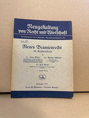 Bild des Verkufers fr Neues Beamtenrecht fr Grodeutschland Heft 145 Neugestaltung von Recht und Wirtschaft zum Verkauf von PlanetderBuecher