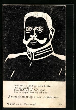 Ansichtskarte Generalfeldmarschall Paul von Hindenburg, optische Täuschung