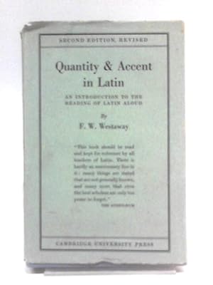 Bild des Verkufers fr Quantity And Accent In Latin zum Verkauf von World of Rare Books