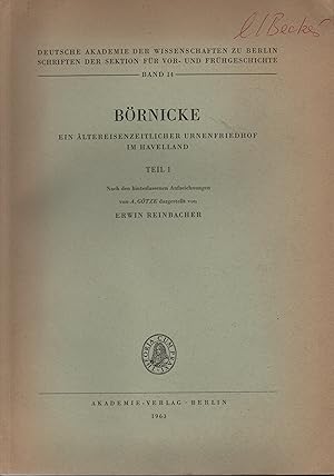 Börnicke, 1: ein ältereisenzeitlicher Urnenfriedhof im Havelland. (Schriften der Sektion für Vor-...