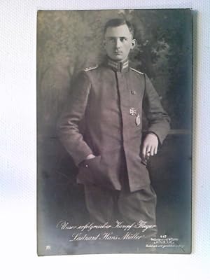 Leutnant Hans Müller, unser erfolgreicher Kampf-Flieger, AK, ungelaufen, ca. 1916