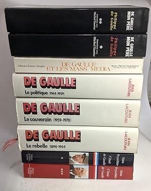 Seller image for 8 livres sur De Gaulle: De Gaulle Mon pre (TOMES 1 & 2) + De Gaulle et les mdias + C'tait de Gaulle (TOMES 1 & 2) + De Gaulle (3 tomes: Le polique + Le souverain + Le rebelle) for sale by crealivres