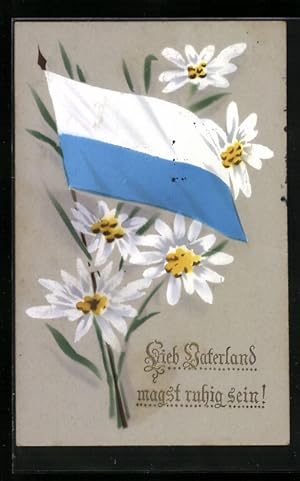 Bild des Verkufers fr Ansichtskarte Lieb Vaterland magst ruhig sein!, Weiss-Blaue Fahnen zum Verkauf von Bartko-Reher