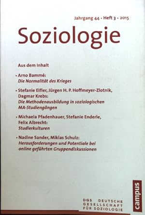 Bild des Verkufers fr Soziologie. Jahrgang 44. H. 3. zum Verkauf von books4less (Versandantiquariat Petra Gros GmbH & Co. KG)