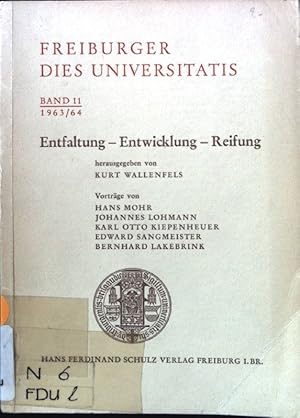 Imagen del vendedor de Entfaltung, Entwicklung, Reifung. Freiburger Dies universitatis ; Bd. 11. 1963/1964 a la venta por books4less (Versandantiquariat Petra Gros GmbH & Co. KG)