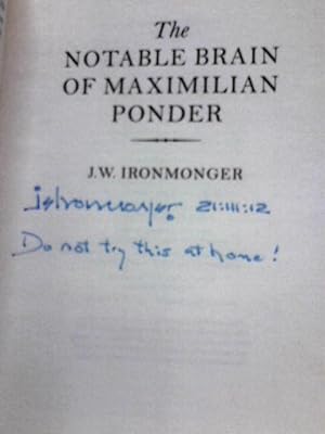 Bild des Verkufers fr The Notable Brain of Maximilian Ponder zum Verkauf von World of Rare Books