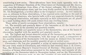 Bild des Verkufers fr Meteorological Observations made at Kaafjord, near Alten, in Western Finmark, & at Christiania in Norway. An uncommon original article from the British Association for the Advancement of Science Report, 1850. zum Verkauf von Cosmo Books