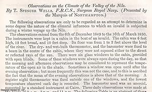 Image du vendeur pour Observations on the Climate of the Valley of the Nile. An uncommon original article from the British Association for the Advancement of Science Report, 1850. mis en vente par Cosmo Books