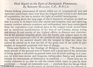 Bild des Verkufers fr First Report on the Facts of Earthquake Phaenomena. An uncommon original article from the British Association for the Advancement of Science Report, 1850. zum Verkauf von Cosmo Books