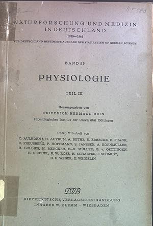 Bild des Verkufers fr Physiologie, Teil 3. Naturforschung und Medizin in Deutschland 1939 - 1946 ; Bd. 59 zum Verkauf von books4less (Versandantiquariat Petra Gros GmbH & Co. KG)