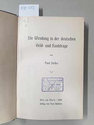 Seller image for Die Wendung in der deutschen Geld- und Bankfrage : for sale by Versand-Antiquariat Konrad von Agris e.K.