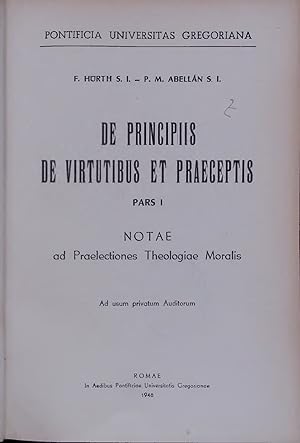 Bild des Verkufers fr De Principiis de Virtutibus et Praeceptis. Pars I zum Verkauf von Antiquariat Bookfarm