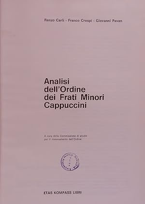 Seller image for Analisi dell Ordine dei Frati Minori Cappuccini. for sale by Antiquariat Bookfarm