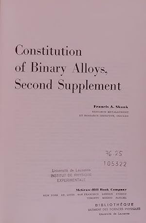 Image du vendeur pour Constitytion of Binary Alloys, Second Supplement. mis en vente par Antiquariat Bookfarm