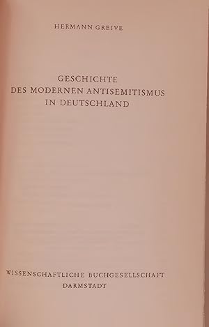 Seller image for GESCHICHTE DES MODERNEN ANTISEMITISMUS IN DEUTSCHLAND. for sale by Antiquariat Bookfarm