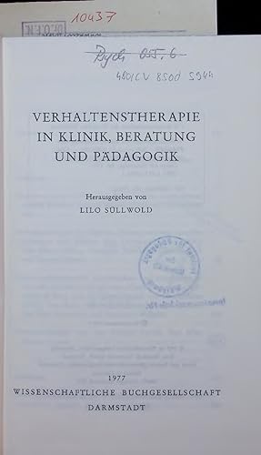 Seller image for VERHALTENSTHERAPIE IN KLINIK, BERATUNG UND PDAGOGIK. for sale by Antiquariat Bookfarm