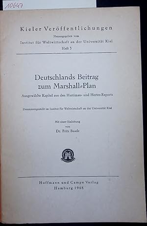 Bild des Verkufers fr Deutschlands Beitrag zum Marshall-Plan. Heft 3 zum Verkauf von Antiquariat Bookfarm