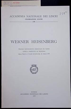 Immagine del venditore per WERNER HEISENBERG. 108 venduto da Antiquariat Bookfarm