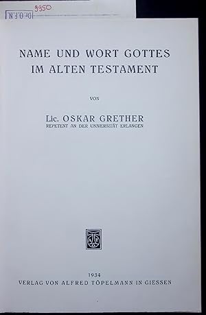 Seller image for Name und Wort Gottes im Alten Testament. for sale by Antiquariat Bookfarm