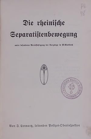 Seller image for Die rheinische Separatistenbewegung. for sale by Antiquariat Bookfarm