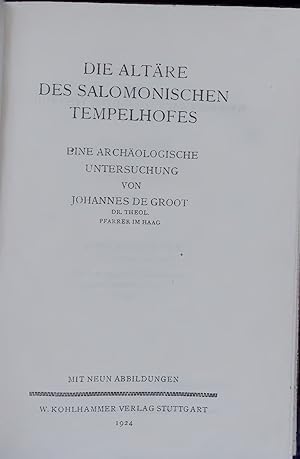 Imagen del vendedor de DIE ALTRE DES SALOMONISCHEN TEMPELHOFES. a la venta por Antiquariat Bookfarm