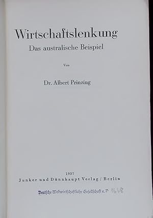 Seller image for Wirtsch a�tslenkung Das australische Beispiel. for sale by Antiquariat Bookfarm