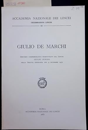 Immagine del venditore per GIULIO DE MARCHI. 68 venduto da Antiquariat Bookfarm