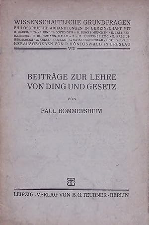 Seller image for BEITRGE ZUR LEHRE VON DING UND GESETZ. VIII for sale by Antiquariat Bookfarm