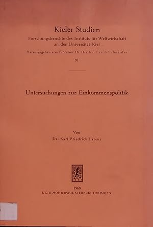 Seller image for Untersuchungen zur Einkommenspolitik. Kieler Studien, 91 for sale by Antiquariat Bookfarm