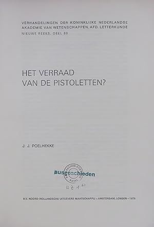 Bild des Verkufers fr HET VERRAAD VAN DE PISTOLETTEN?. NIEUWE REEKS, DEEL 88 zum Verkauf von Antiquariat Bookfarm