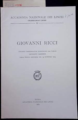Immagine del venditore per Giovanni Ricci. 85 venduto da Antiquariat Bookfarm