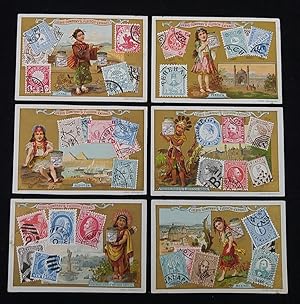6 Bilder, komplette Serie: Briefmarken I. Sanguinetti=521, 1897.