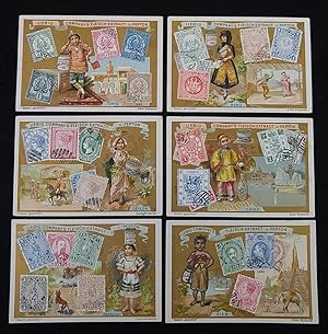 6 Bilder, komplette Serie: Briefmarken II. Sanguinetti=589, 1899.