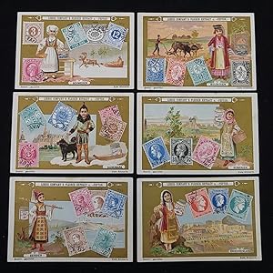 6 Bilder, komplette Serie: Briefmarken III. Sanguinetti=628, 1900.