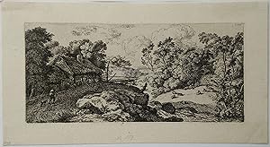 Imagen del vendedor de Landscape with barn and resting shepherd a la venta por Goltzius