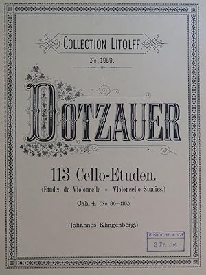 Bild des Verkufers fr DOTZAUER J. J. F. Etudes Cahier No 4 Violoncelle zum Verkauf von partitions-anciennes