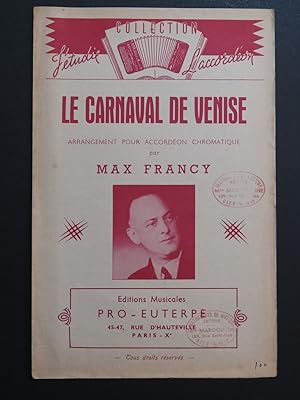 Imagen del vendedor de Le Carnaval de Venise Max Francy Accordon a la venta por partitions-anciennes