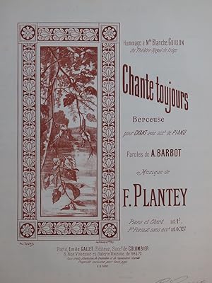 Imagen del vendedor de PLANTEY F. Chante Toujours Chant Piano a la venta por partitions-anciennes