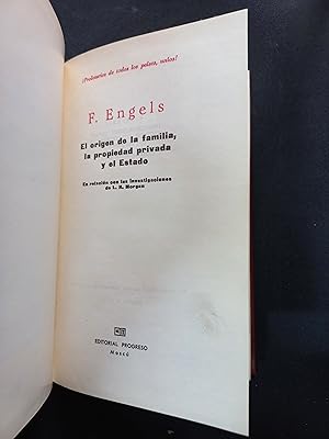 Immagine del venditore per El origen de la familia, la propiedad privada y el estado. En relacin con las investigaciones de L.H. Morgan venduto da Vrtigo Libros