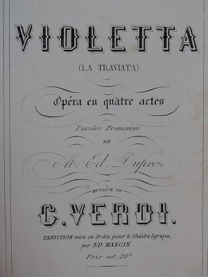 Seller image for VERDI Giuseppe La Traviata Violetta Opra Piano Chant ca1865 for sale by partitions-anciennes