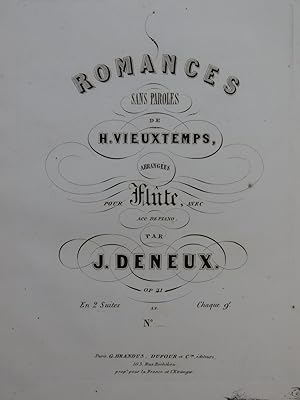 Seller image for DENEUX J. Romance H. Vieuxtemps op 41 Piano Flte ca1855 for sale by partitions-anciennes