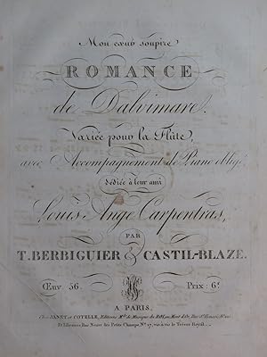BERBIGUIER CASTIL-BLAZE Mon Coeur Soupire Piano Flûte ca1820