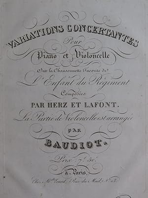 BAUDIOT HERZ LAFONT Variations Concertantes Piano Violoncelle ca1830