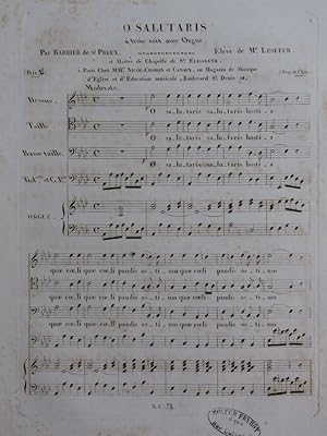 BARBIER DE SAINT PREUX O Salutaris Chant Orgue ca1830
