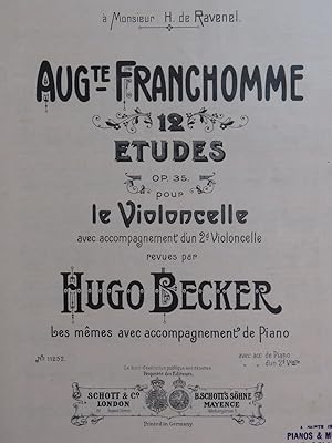 FRANCHOMME Auguste 12 Etudes op 35 Violoncelle XIXe