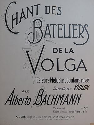 Immagine del venditore per BACHMANN Alberto Chant des Bateliers de la Volga Piano Violon venduto da partitions-anciennes